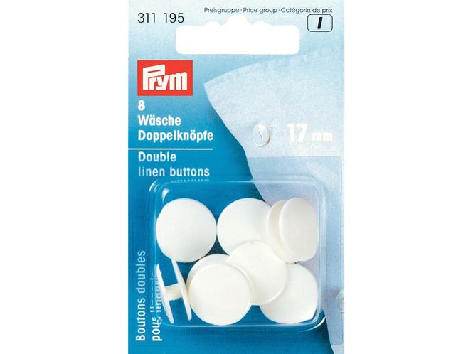 Hovedbilde Prym Doble knapper 17 mm 8 stk Hvit