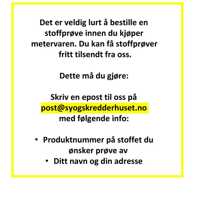 Hovedbilde Gratis stoffprøver post@syogskredderhuset.no
