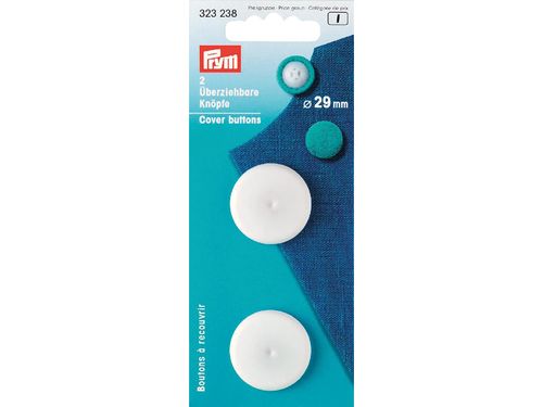 Overtrekkbare knapper 29mm 2 stk hvit