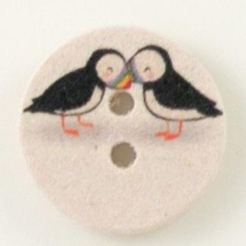 Resirkulert knapp 2 hulls eco velvet lundefugl hvit 12 mm