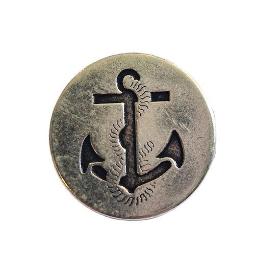 Metallknapp med øye sølv anker 20 mm