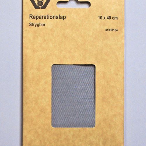 Strykbar reparasjonslapp polyester bomull grå 10x40 cm