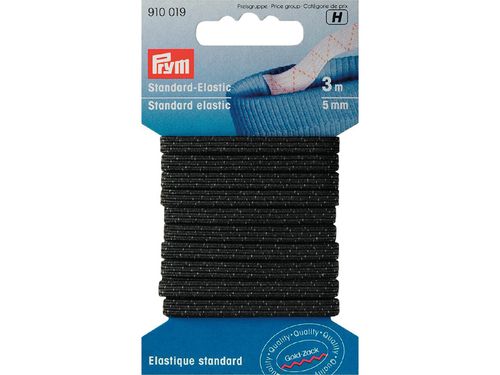 Elastisk strikk 5mm x  3 meter  Sort