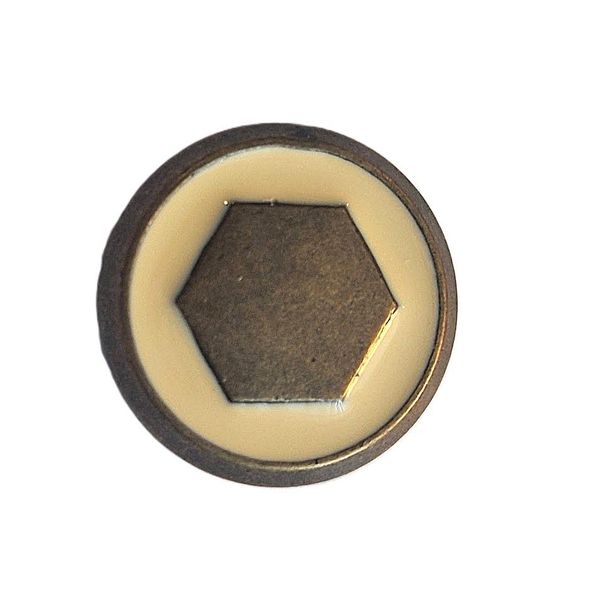 Hovedbilde Metallknapp med øye antikk gull blek gul 20 mm