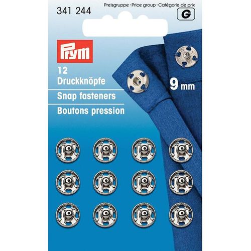 Trykknapp metall 9 mm sølv