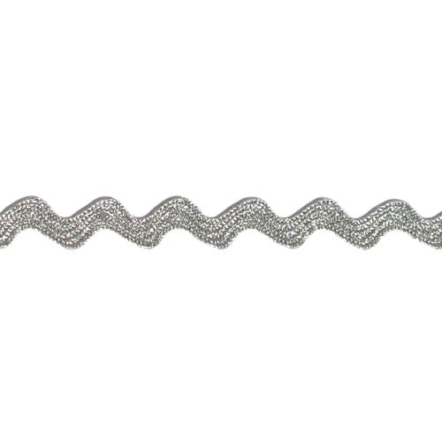 Kroklisse zikk zakk-bånd lurex sølv 5 mm